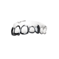 Grillz Canines Pleines + Fenêtres – combo 6 dents, canines pleines et fenêtres, argent, vue 3/4