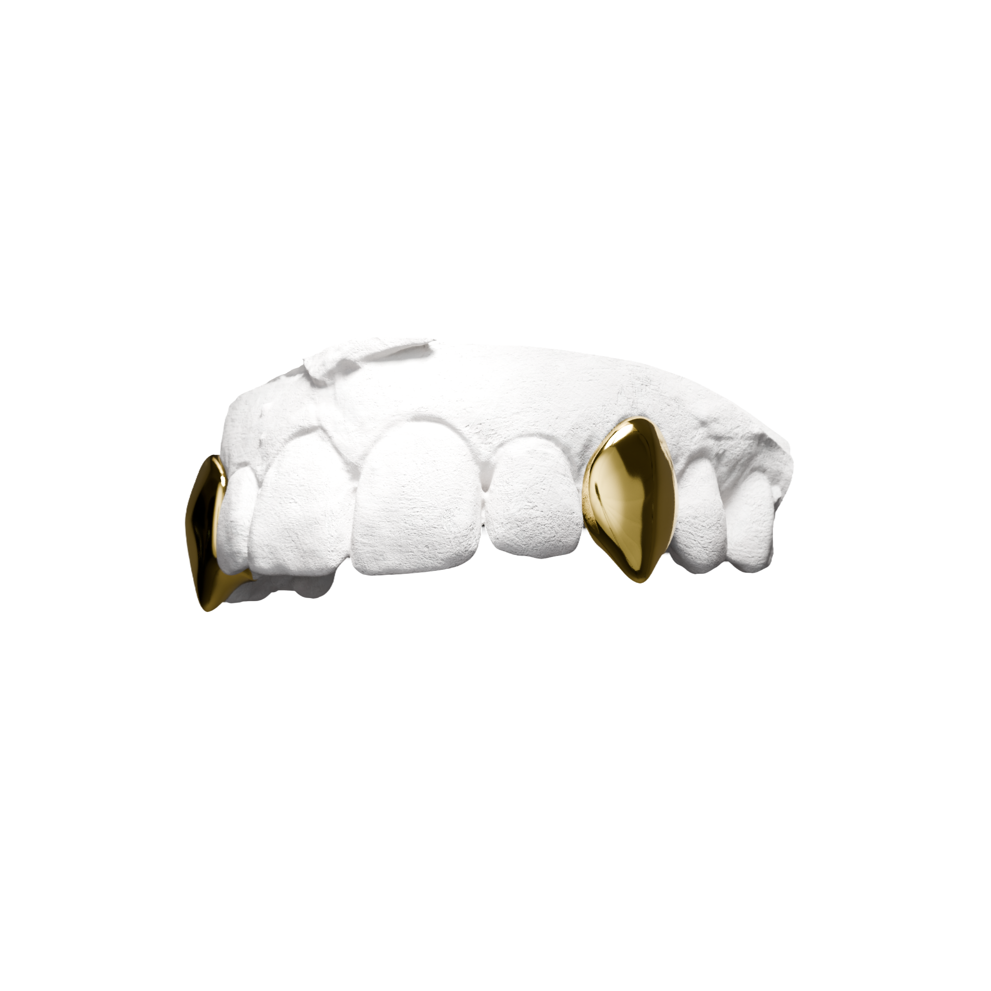 Grillz Canines Vampires – deux canines pointues effet crocs, or, vue 3/4