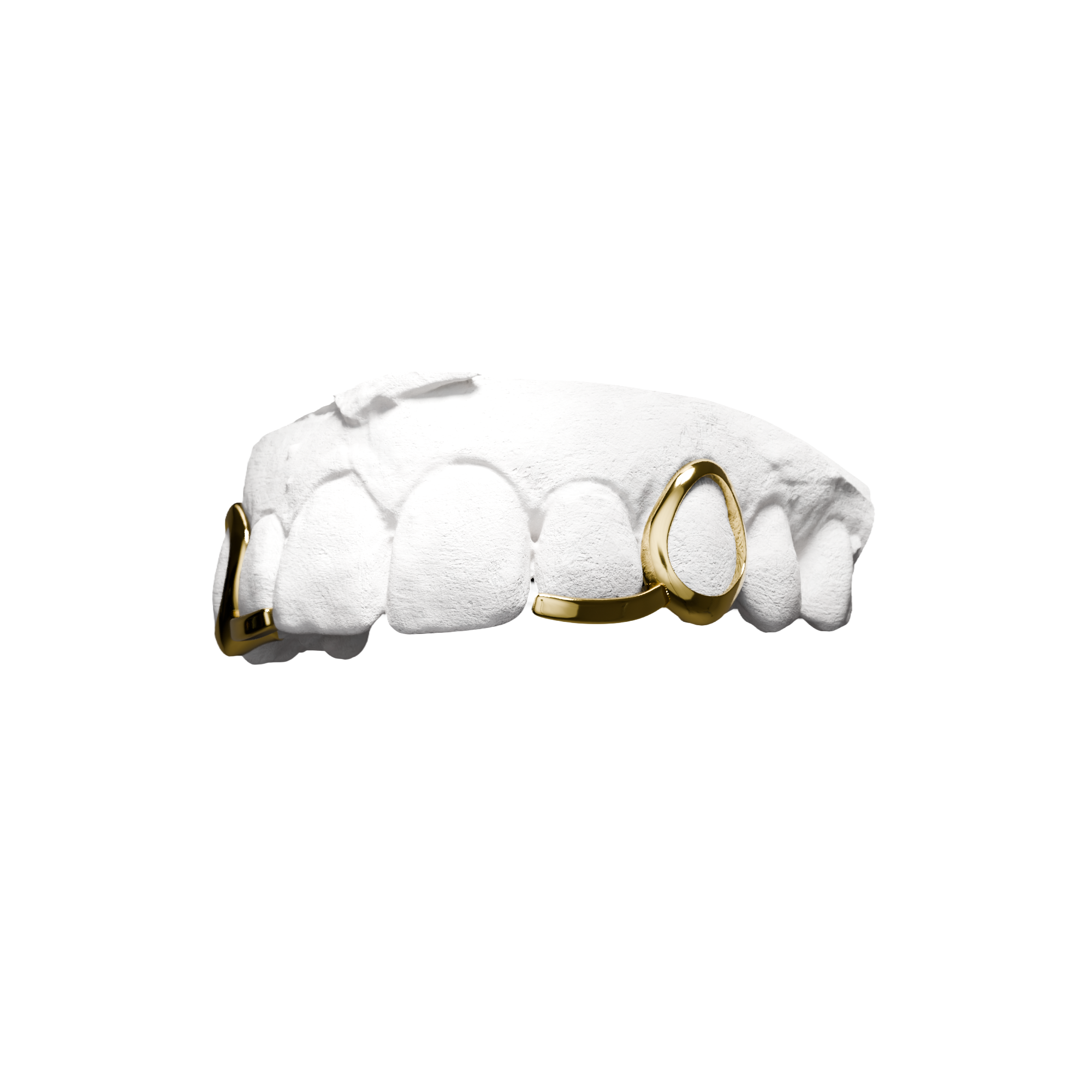 Grillz Double Jorja – fenêtre et barre des deux côtés, or, vue 3/4