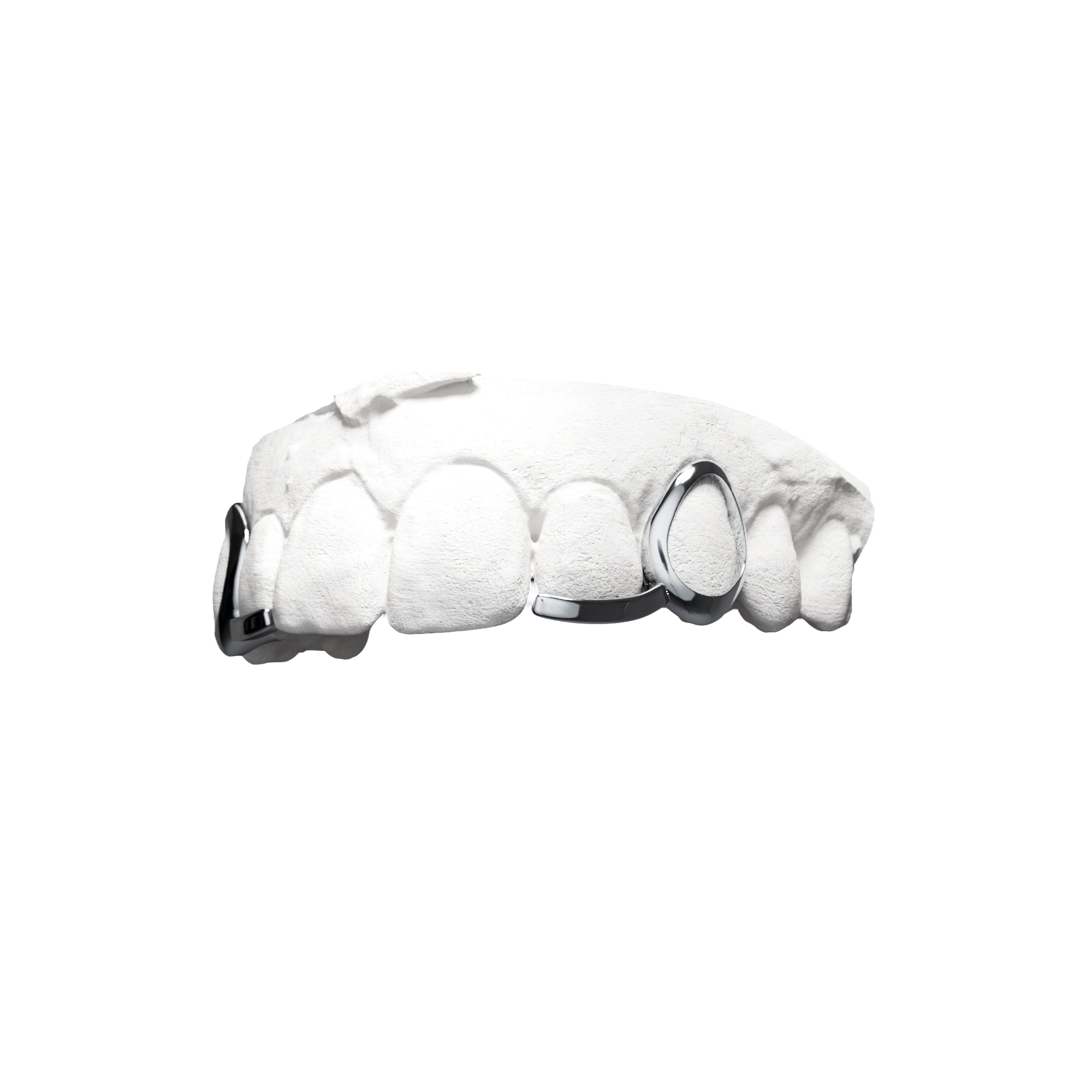 Grillz Double Jorja – fenêtre et barre des deux côtés, argent, vue 3/4