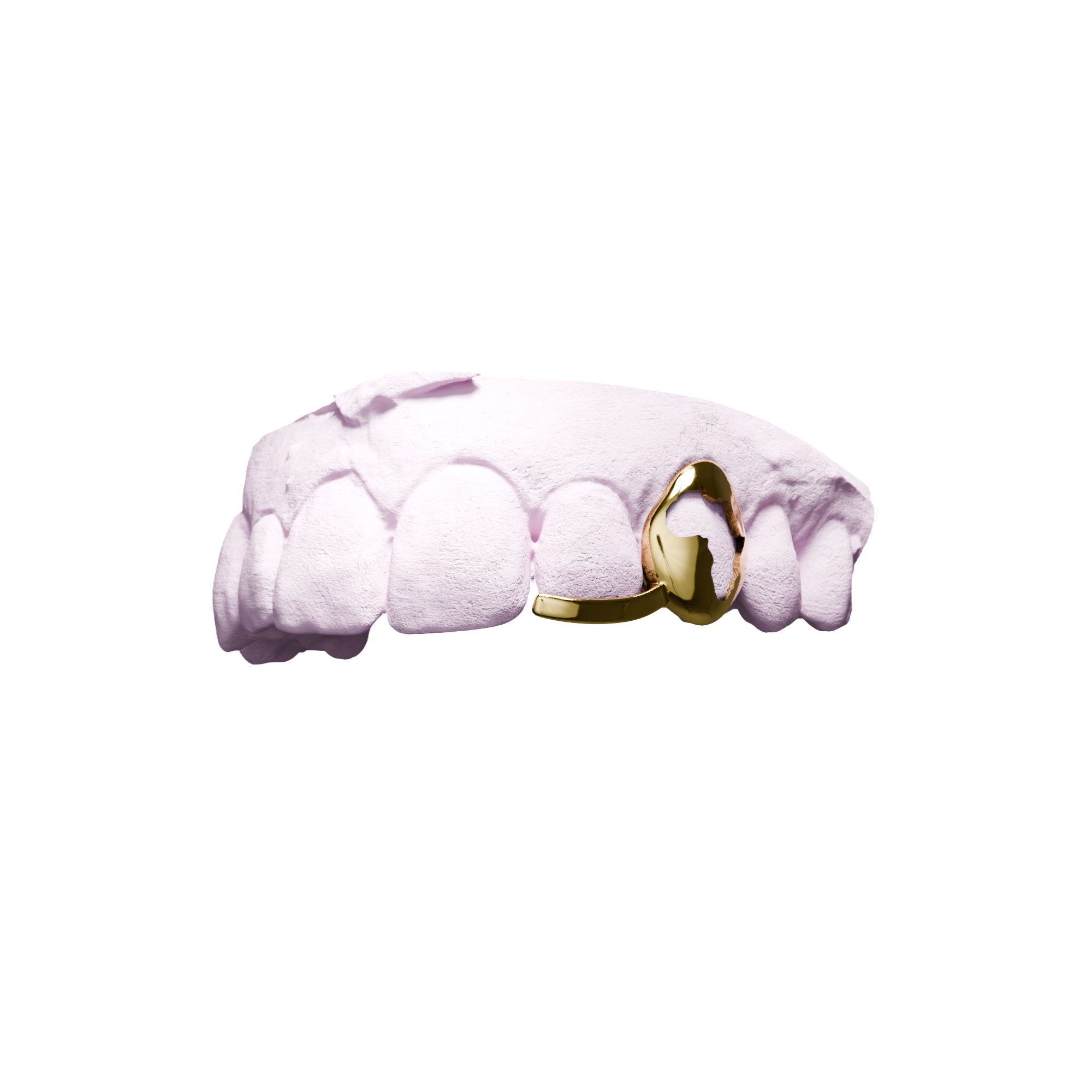 Grillz Fenêtre Afrique + Barre – continent africain découpé dans fenêtre, or, vue 3/4