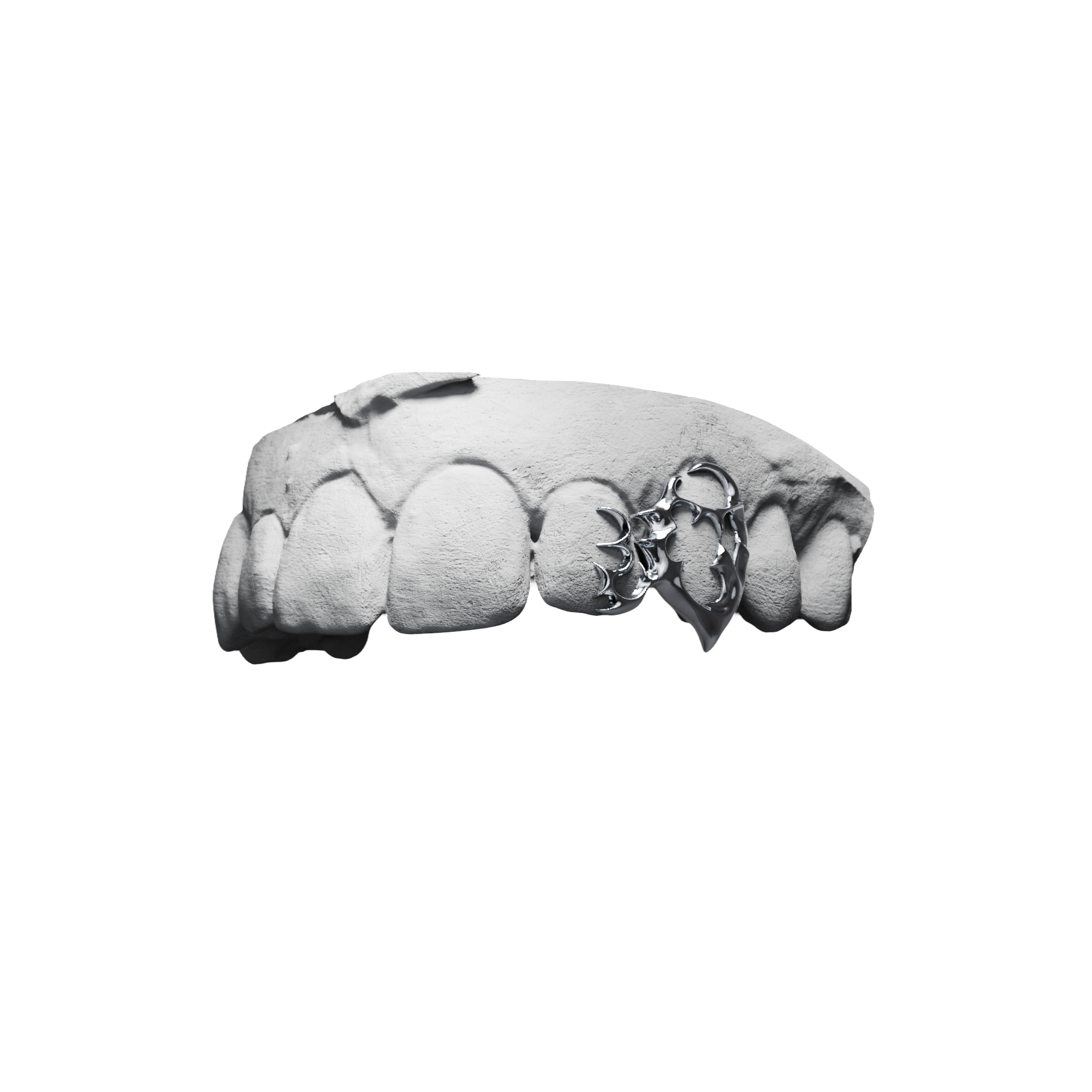 Grillz Jorja Dagger – fenêtre Jorja avec pointes en lame, argent, vue 3/4