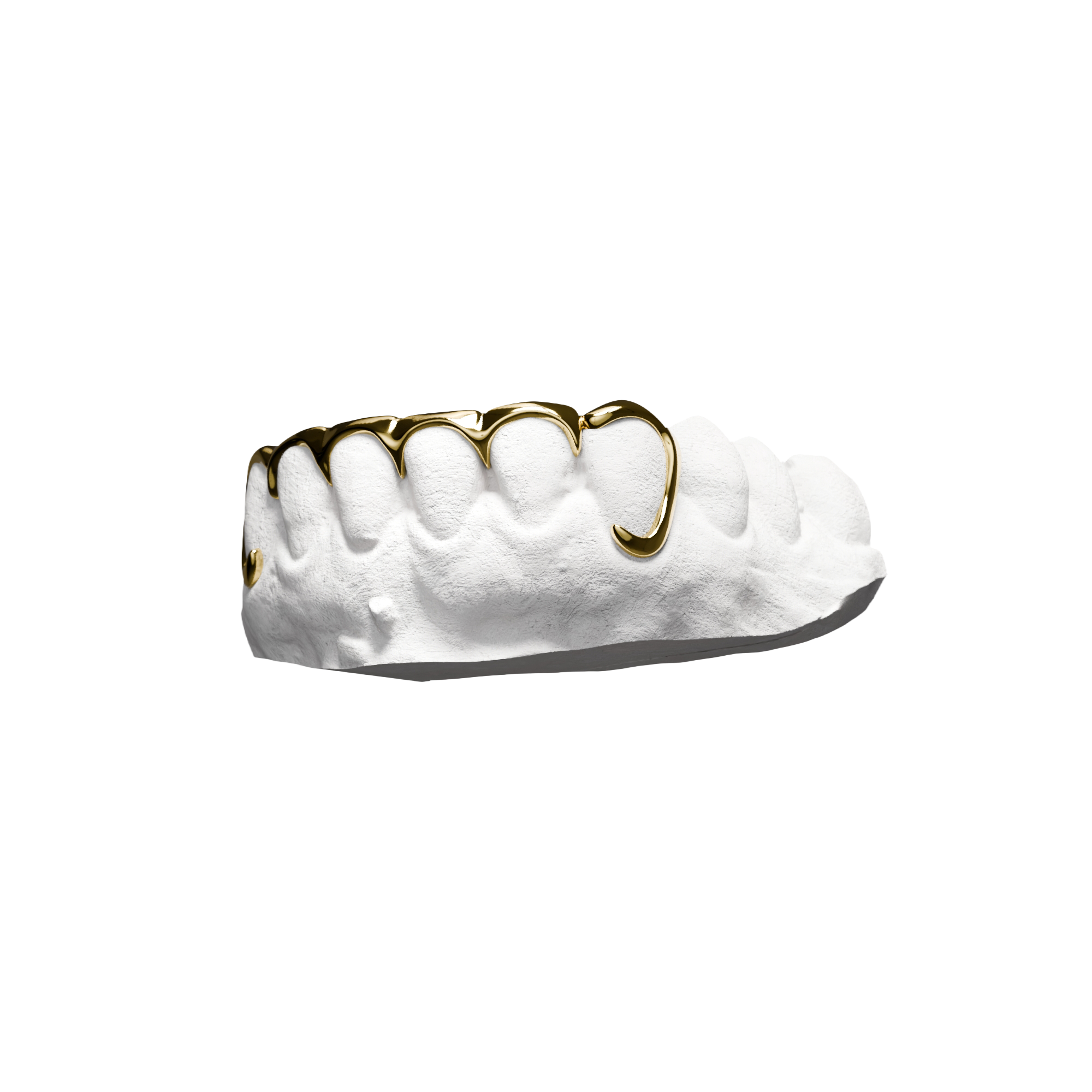 Grillz London Bridge Waves – barre ondulée en vagues entre les dents, or, vue 3/4